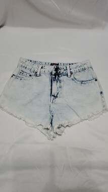 Pure Hype Acid Wash High Rise Frayed Denim Shorts Size S